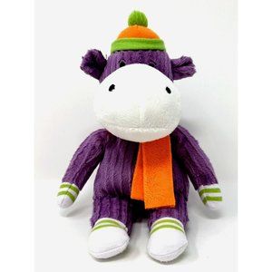 Monkeez & Friends Plush Purple Hippo Emma Scarf Hat 8" Stuffed Animal Toy